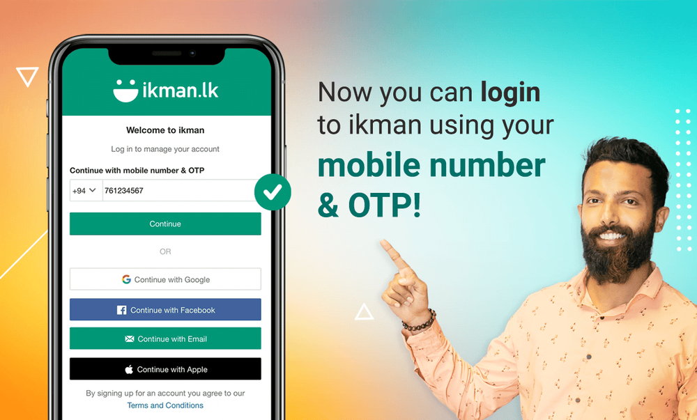 Keep forgetting your passwords? now you can log in to ikman using just your phone number & OTP